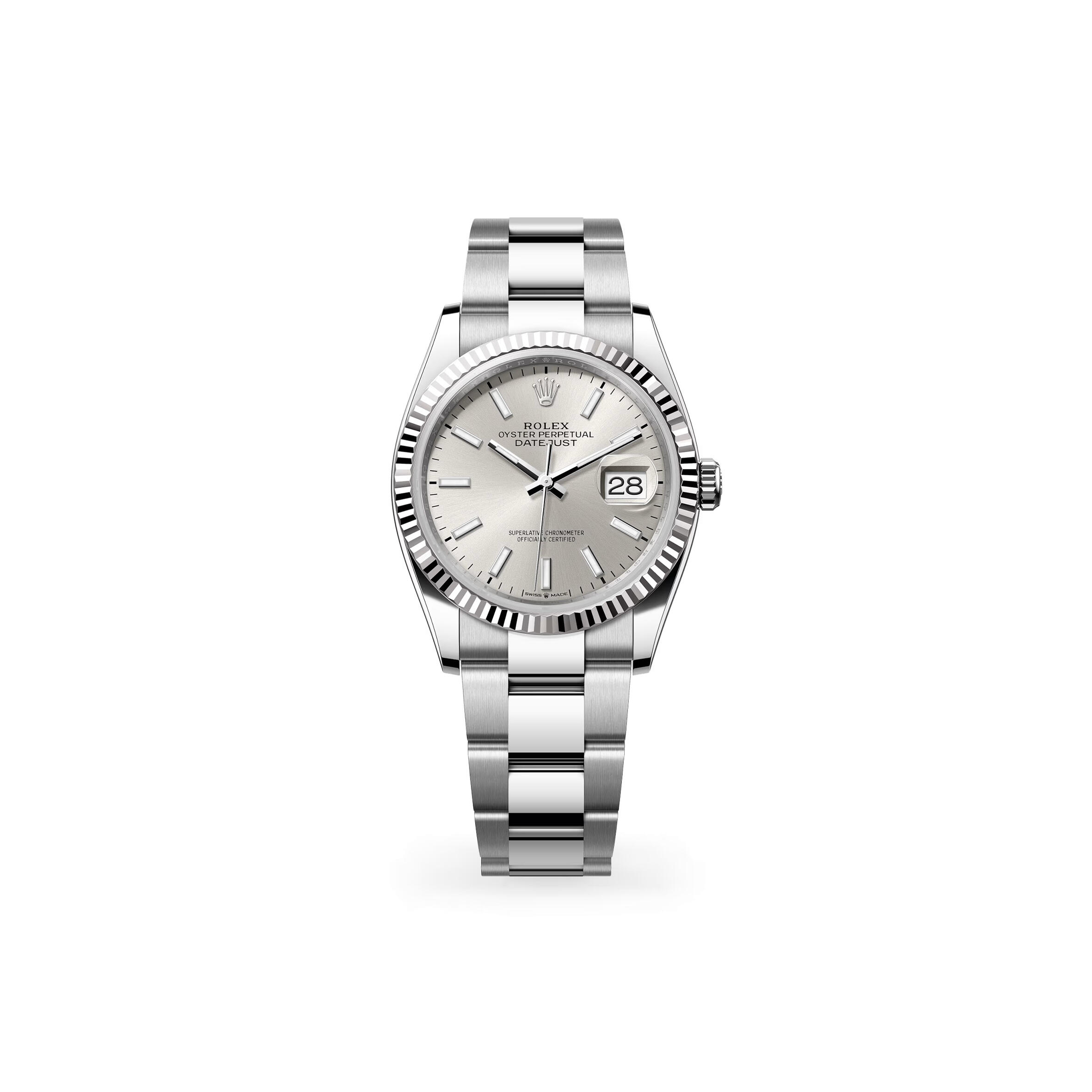 R01ex datejust 36 oyster, 36 mm, oystersteel and white gold m126234-0014